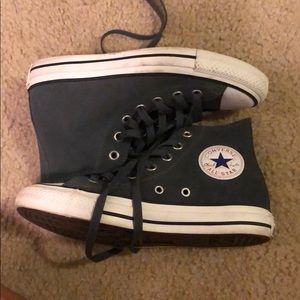Converse high top slate blue suede shoes